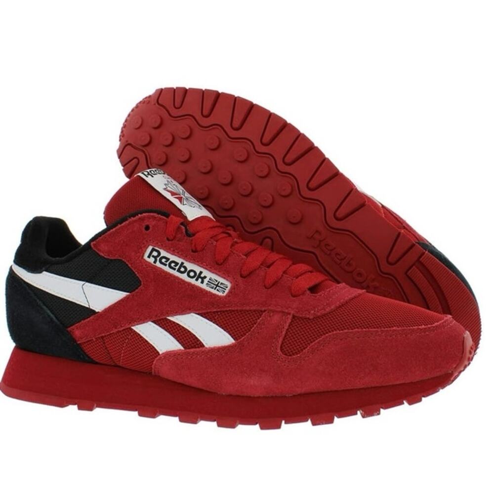 Retro Reebok Classic Leather Shoes Sz12 Flash Red/Black NBA Miami Heat colors